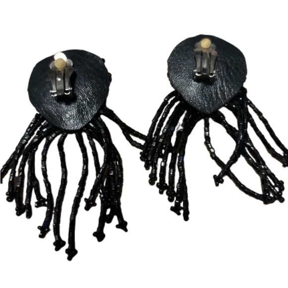 2:$30 Rare Black Beaded Tassel Earrings - Picture 4 of 5